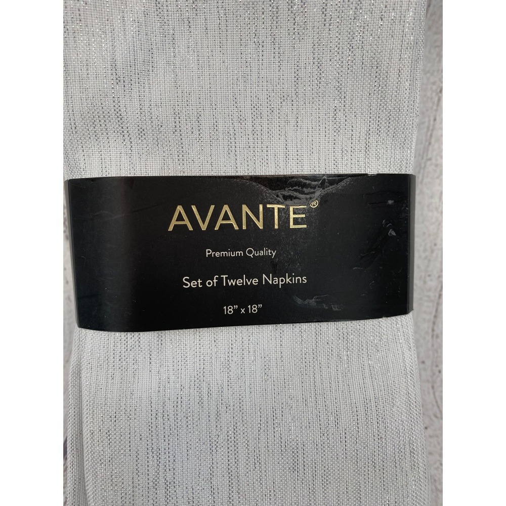 Avante Cloth Napkins 18x18 Silver (Set of 12) Metallic Shimmer Festive Holiday